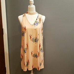 BLUSH SLINKY BULL SKULL FLORAL DRESS